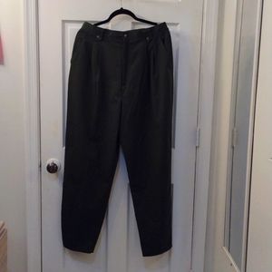 Vintage high waisted green trousers soft comfy cotton blend elastic waist